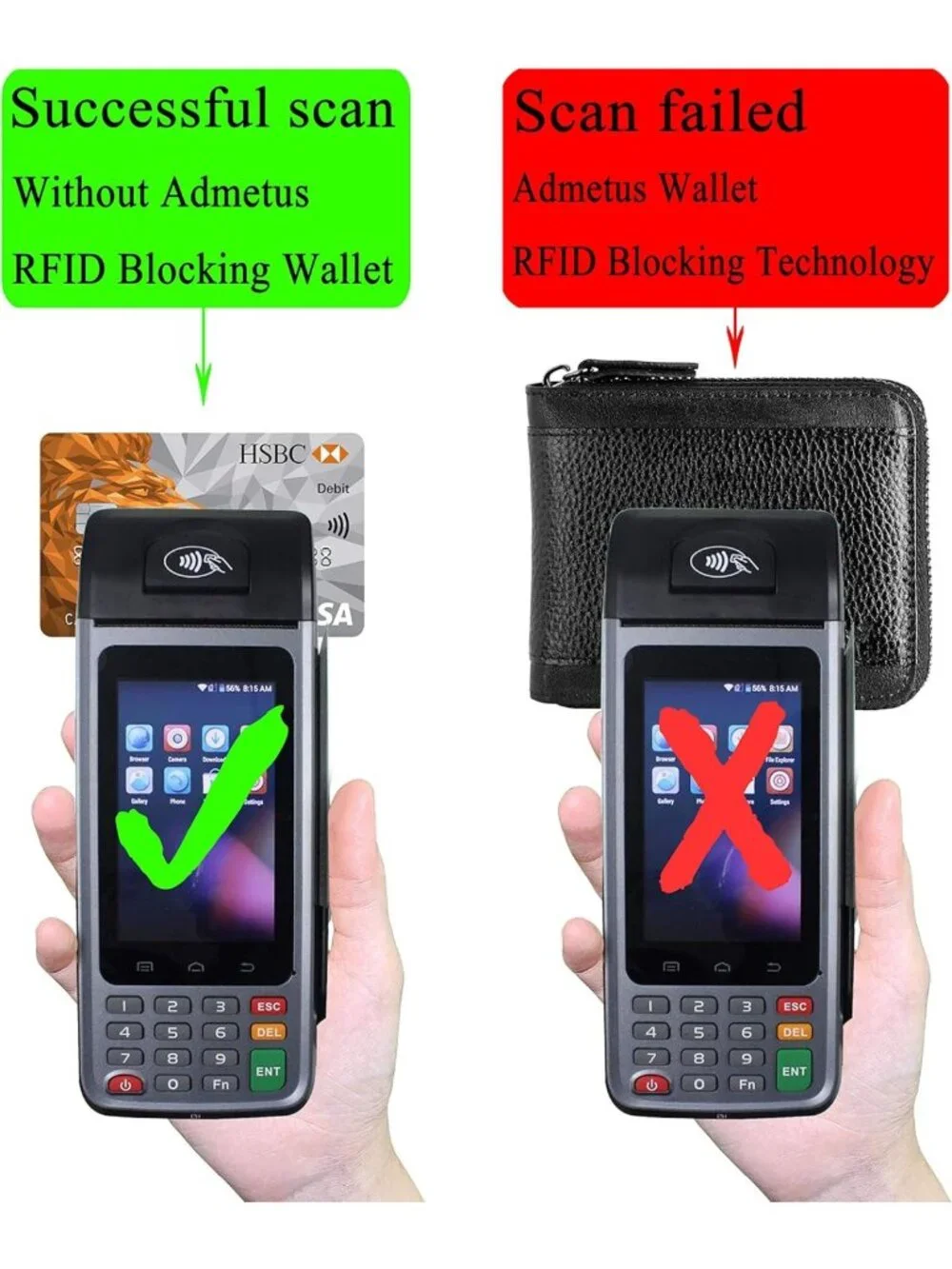 Men's RFID Blocking Leather Bifold Wallet with Zipper, Card Holder & Secure